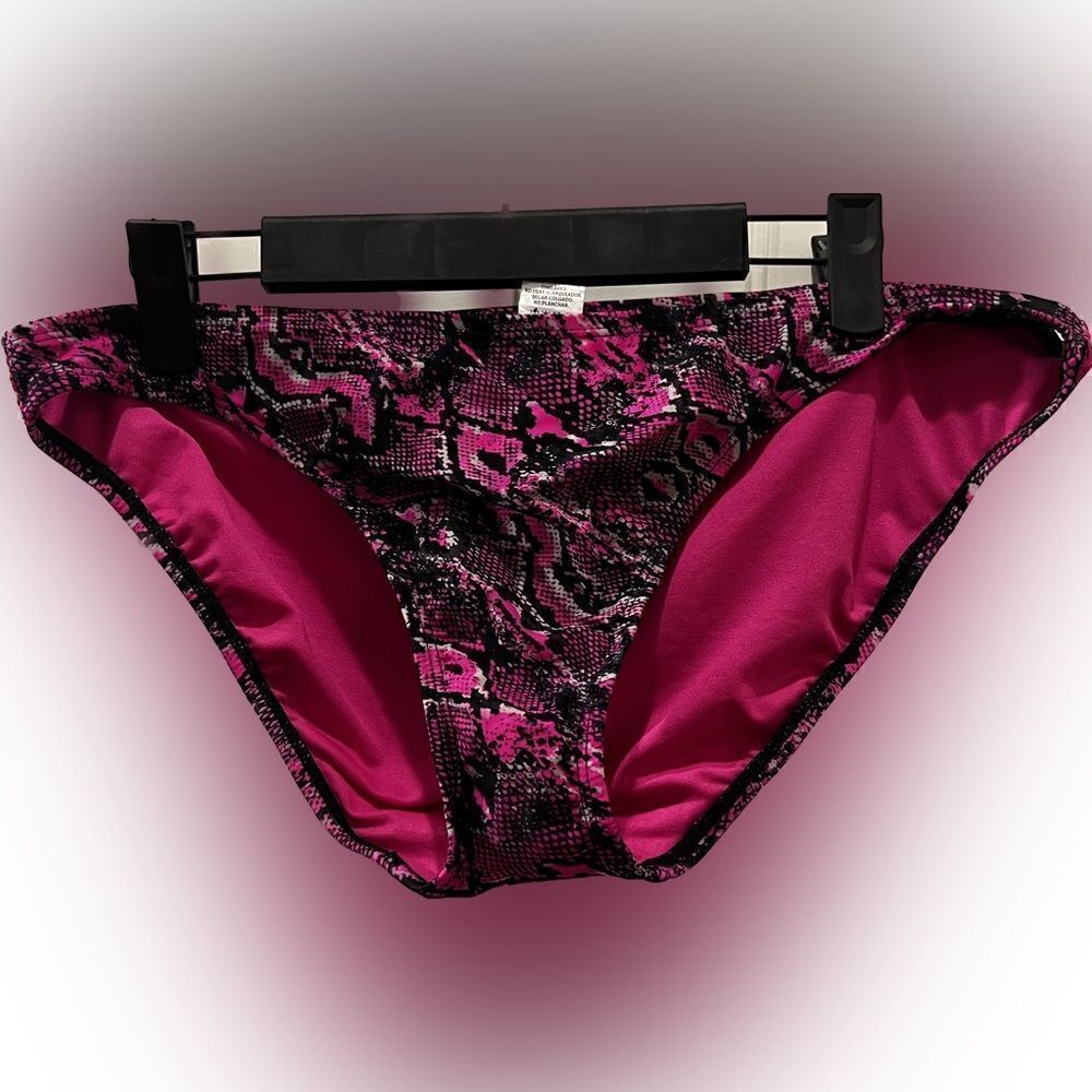 OP pink snake print swim bottoms XL. NWOT.